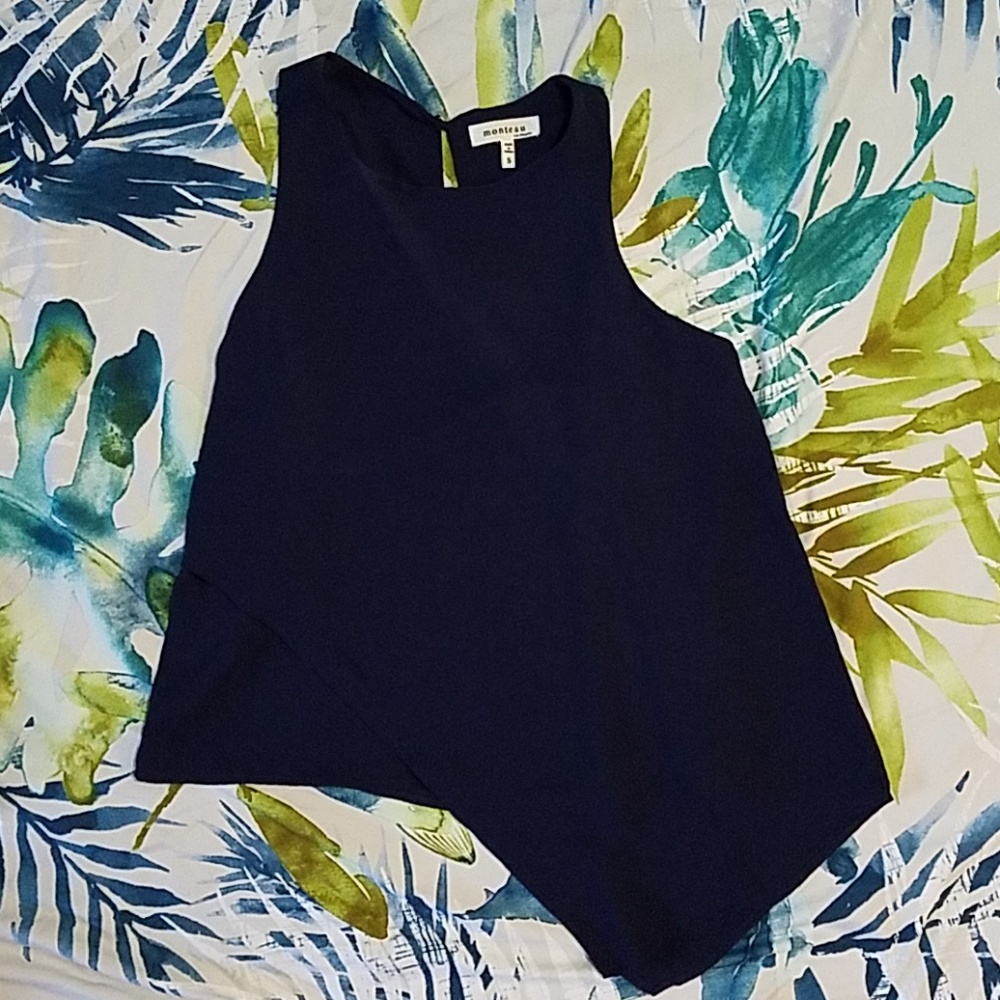 Monteau Navy Asymmetrical Shirt